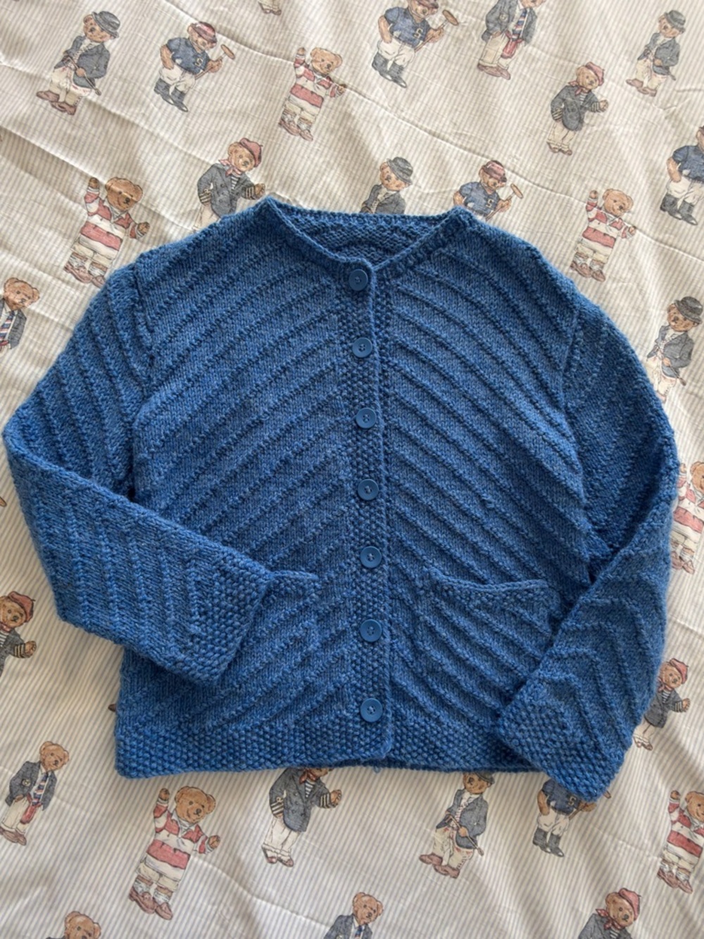 Vintage blue knit button cardigan